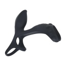 Vibrating Silicone Cock and Ball Ring with Shaft Loop - Black - 4