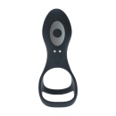 Vibrating Silicone Cock and Ball Ring with Shaft Loop - Black - 5