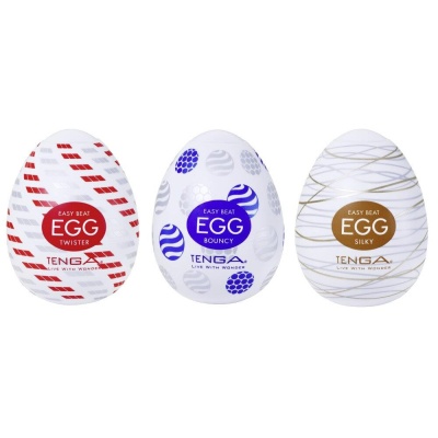 Nakładka masturbacyjna Tenga Egg Standard x3 - 3 tekstury wewnętrzne, rozciągliwa do 19 cm - 1 2