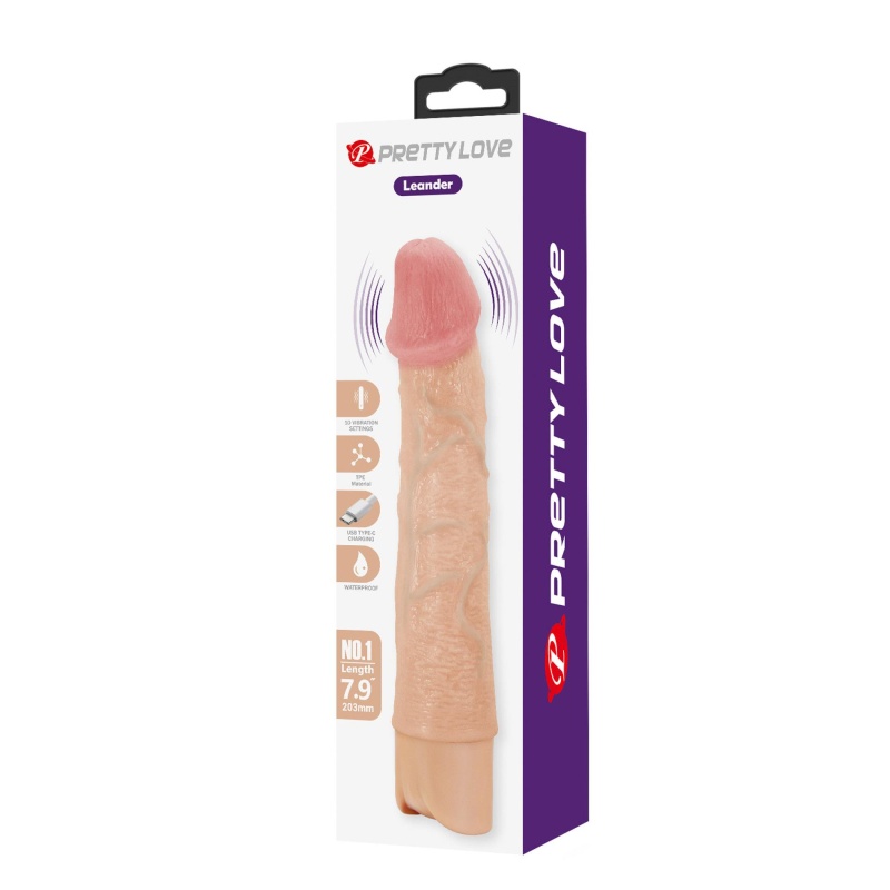 Realistyczny Wibrator Dildo Leander TPE 10 trybów wibracji 20 cm - 13