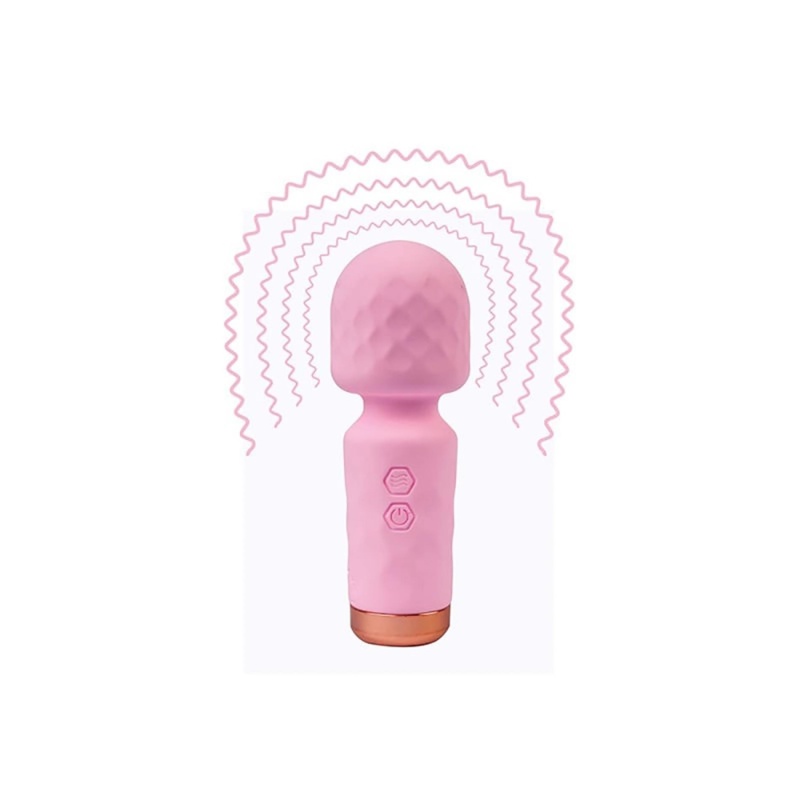 Eros Mini Wand Pink – silikonowa różdżka do masażu punktowego z 10 trybami wibracji, 11,5 cm - 4