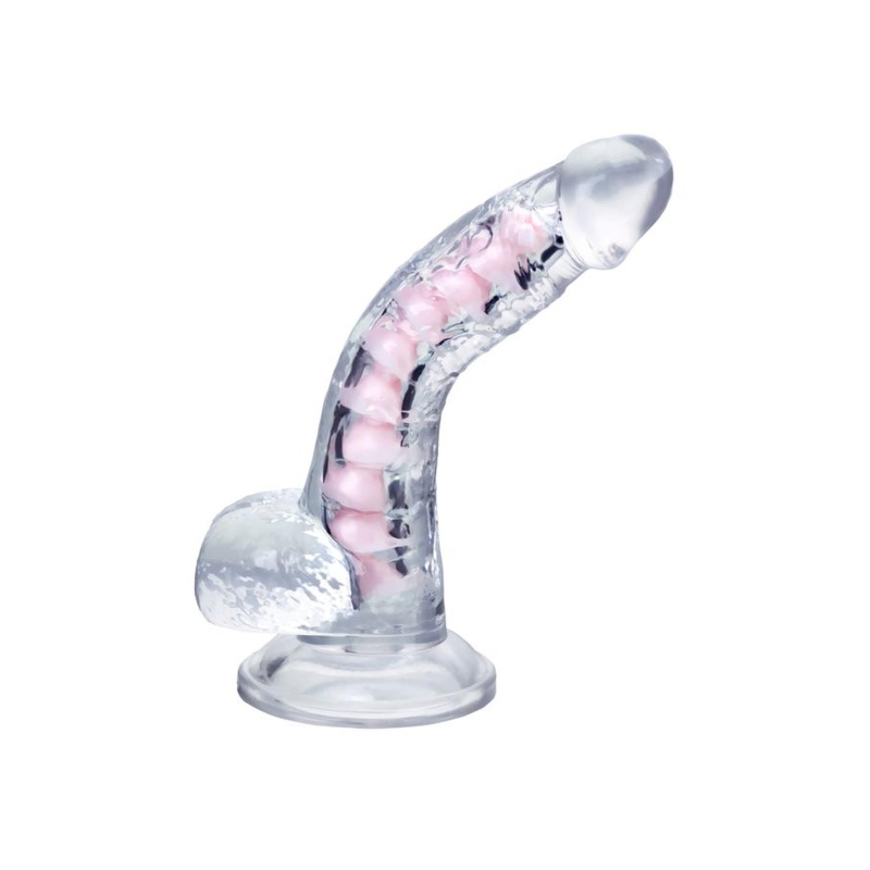 Dildo elastyczne Paret z przyssawką i rdzeniem, przezroczyste, 18 cm - 4