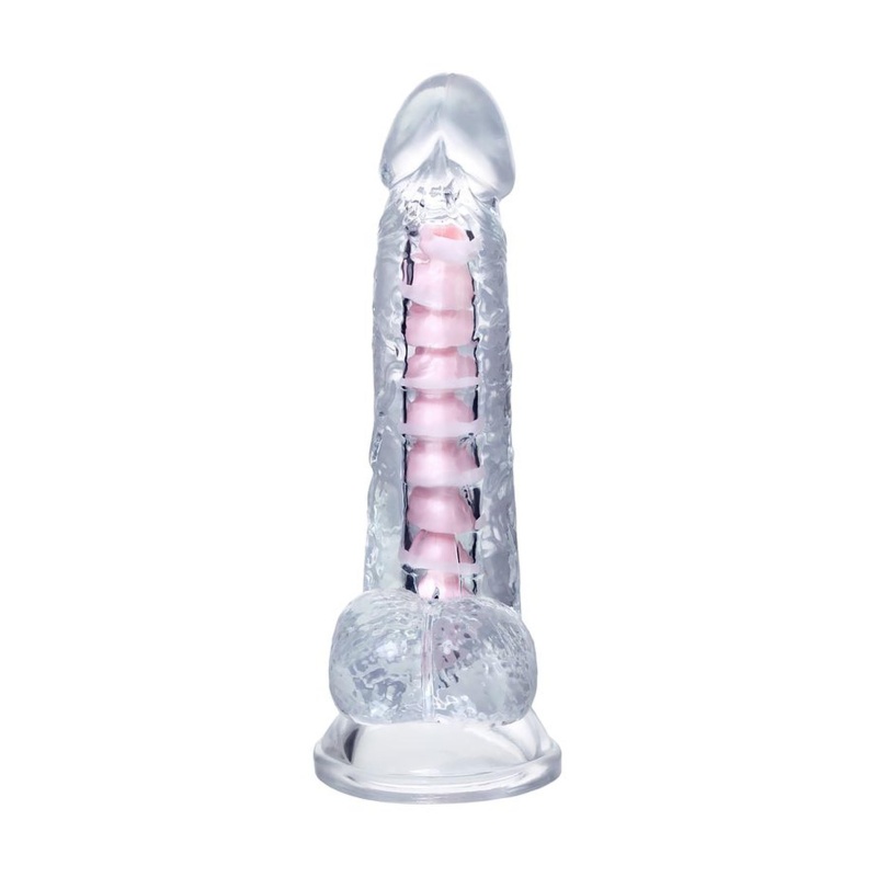 Dildo elastyczne Paret z przyssawką i rdzeniem, przezroczyste, 18 cm - 5