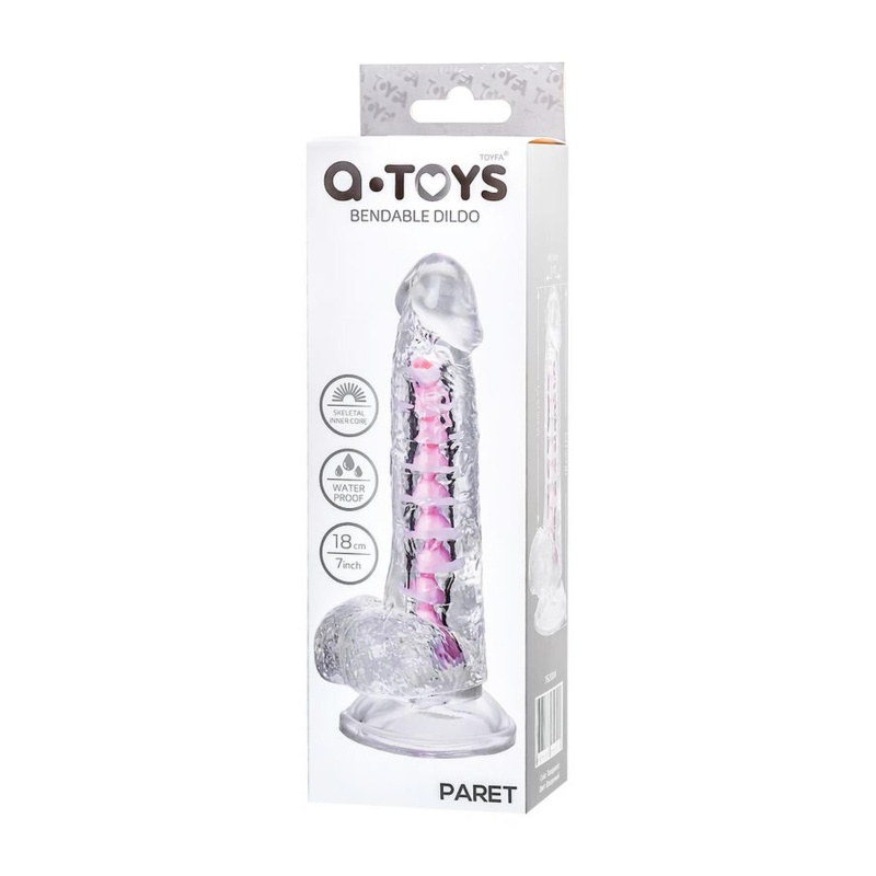 Dildo elastyczne Paret z przyssawką i rdzeniem, przezroczyste, 18 cm - 8