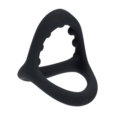 Soft Bead Grip Silicone Cock and Ball Ring - Black - 1