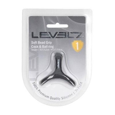 Soft Bead Grip Silicone Cock and Ball Ring - Black - 1 2