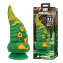 Dildo silikonowe Power Monsters Abyssal Colossus z żebrowanym trzonem i ssawką - 22,5 cm - 1