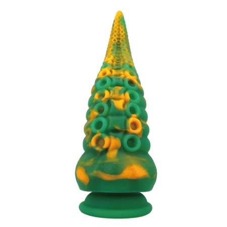 Dildo silikonowe Power Monsters Abyssal Colossus z żebrowanym trzonem i ssawką - 22,5 cm - 3