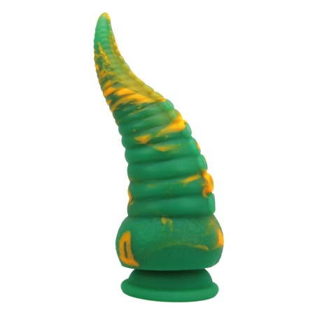 Dildo silikonowe Power Monsters Abyssal Colossus z żebrowanym trzonem i ssawką - 22,5 cm - 4