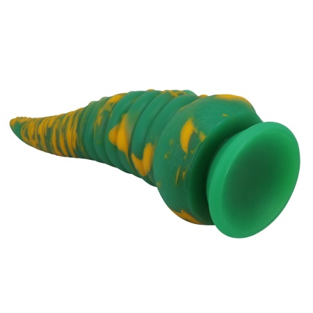 Dildo silikonowe Power Monsters Abyssal Colossus z żebrowanym trzonem i ssawką - 22,5 cm - 6