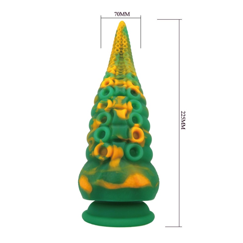 Dildo silikonowe Power Monsters Abyssal Colossus z żebrowanym trzonem i ssawką - 22,5 cm - 7