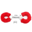 Kajdanki BDSM Fetish Pleasure Fluffy Handcuffs Red 19 cm - metalowe z czerwonym futerkiem - 2
