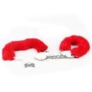 Kajdanki BDSM Fetish Pleasure Fluffy Handcuffs Red 19 cm - metalowe z czerwonym futerkiem - 4