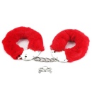 Kajdanki BDSM Fetish Pleasure Fluffy Handcuffs Red 19 cm - metalowe z czerwonym futerkiem - 6