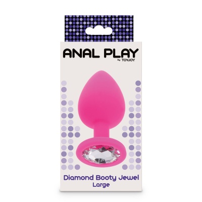 Korek analny Diamond Booty Jewel Large Pink z kryształkiem, 9 cm - 1 2