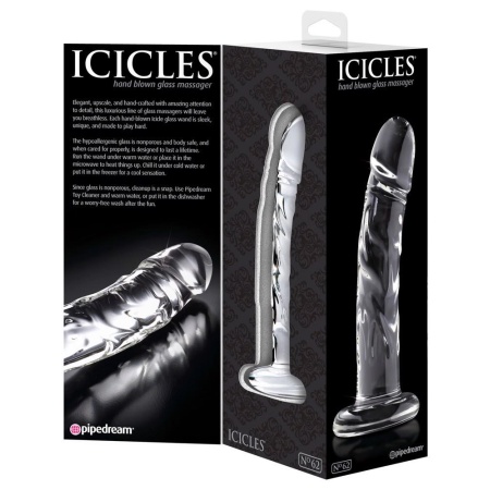 Szklany Dildo Icicles No. 62 Clear — ręcznie formowany, bezszwowy, 18 cm, Ø 3 cm - 4