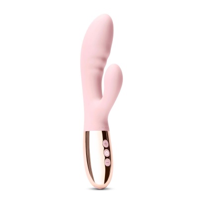 Wibrator króliczek Blend Rose Gold - dwa silniki, zginana szyjka, 20,2 cm, silikon i metal - 1 2