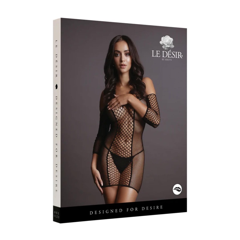 Duo Net Sleeved Mini Dress - One Size - 3