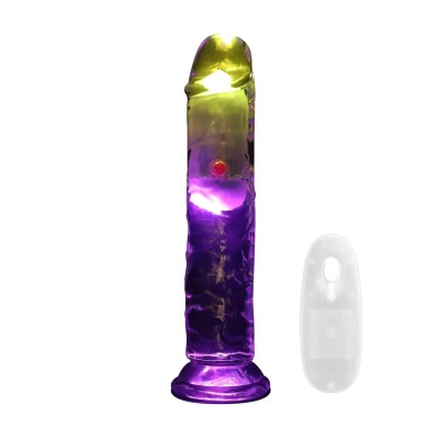 LED Vibrating Straight Cock - 18 cm - Transparent - 1