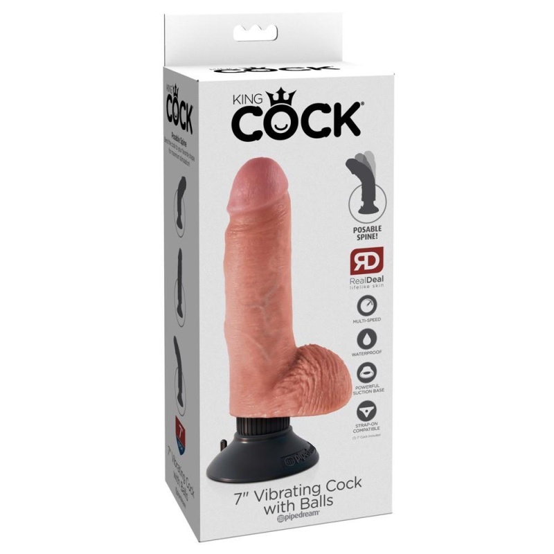 Wibrator 7 inch z jądrami, wyginanym wałem i przyssawką, 13,3 cm - 1