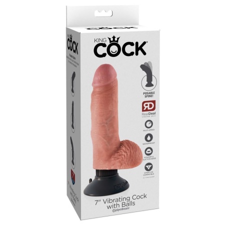 Wibrator 7 inch z jądrami, wyginanym wałem i przyssawką, 13,3 cm - 1