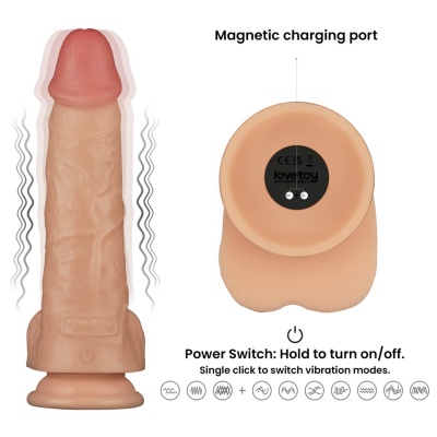 Wibrujące dildo Power Basics Cock 23 cm jasny beżowy - 1