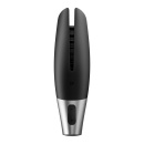 Power Masturbator Black Silver - elastyczny silikon, żebrowana struktura i 14 programów wibracji (ok. 27,9 cm) - 2
