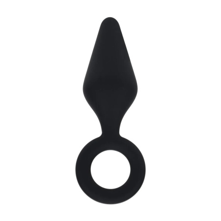 Silicone Anal Plug with Loop - L - Black - 1