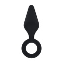 Silicone Anal Plug with Loop - L - Black - 1