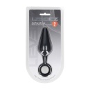 Silicone Anal Plug with Loop - L - Black - 2