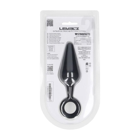 Silicone Anal Plug with Loop - L - Black - 3