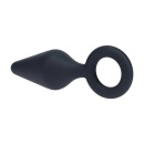 Silicone Anal Plug with Loop - L - Black - 5