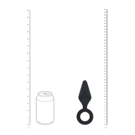 Silicone Anal Plug with Loop - L - Black - 6