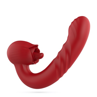 Wibrator róża Osiria z funkcją pchnięcia – czerwony, 16 cm długości - 1 2