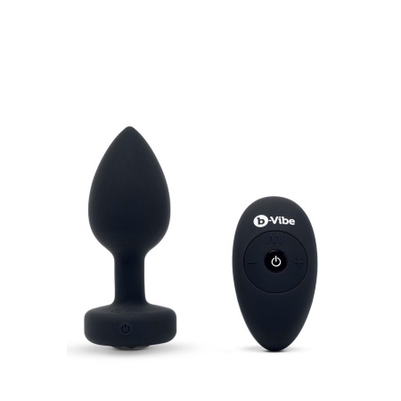 b-Vibe Vibrating Jewel Plug M/L - silikonowy plug analny z wibracją i pilotem, długość wprowadzana 8,6 cm - 2