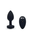 b-Vibe Vibrating Jewel Plug M/L - silikonowy plug analny z wibracją i pilotem, długość wprowadzana 8,6 cm - 2