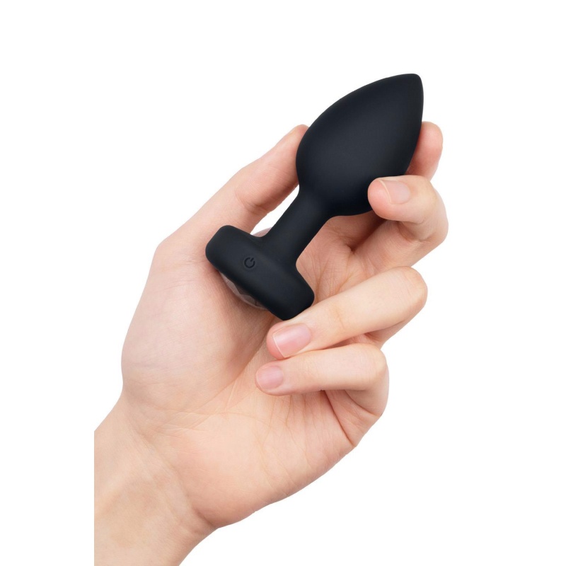 b-Vibe Vibrating Jewel Plug M/L - silikonowy plug analny z wibracją i pilotem, długość wprowadzana 8,6 cm - 4