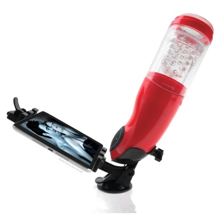 Automatyczny masturbator PET Mega-Bator Mouth Red/Clear z funkcją obrotową i posuwistą, 27,9 cm - 2