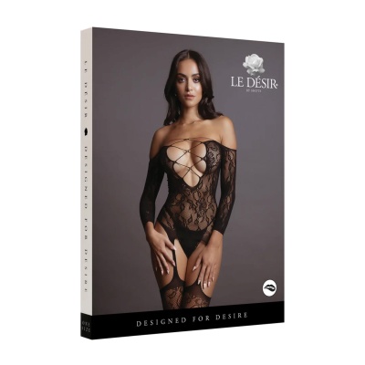 Criss Cross Neck Bodystocking - One Size - 1 2