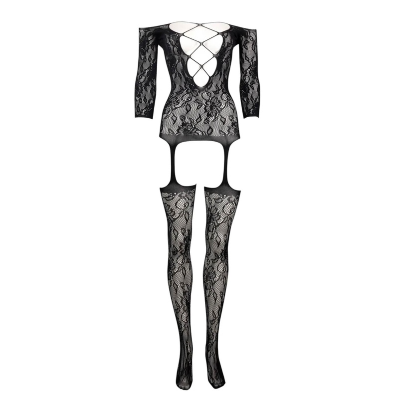 Criss Cross Neck Bodystocking - One Size - 8