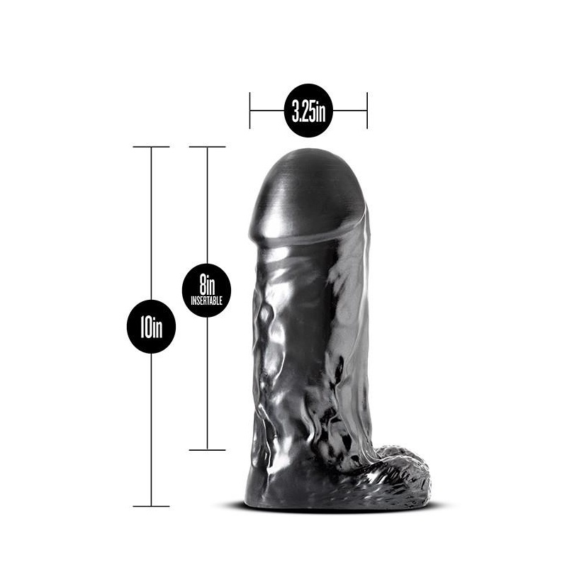 Realistyczne dildo Jet Destroyer Carbon Metallic Black z jądrami, nieporowate PVC, 25,4 cm - 3