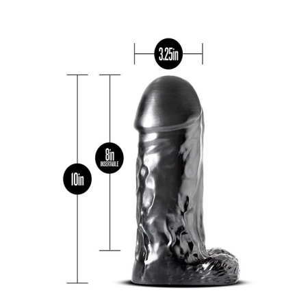 Realistyczne dildo Jet Destroyer Carbon Metallic Black z jądrami, nieporowate PVC, 25,4 cm - 3