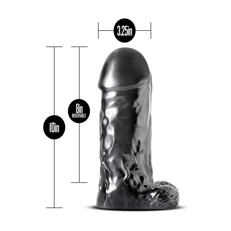 Realistyczne dildo Jet Destroyer Carbon Metallic Black z jądrami, nieporowate PVC, 25,4 cm - 4