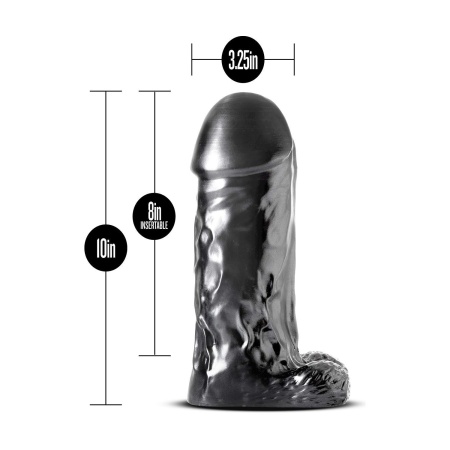 Realistyczne dildo Jet Destroyer Carbon Metallic Black z jądrami, nieporowate PVC, 25,4 cm - 4
