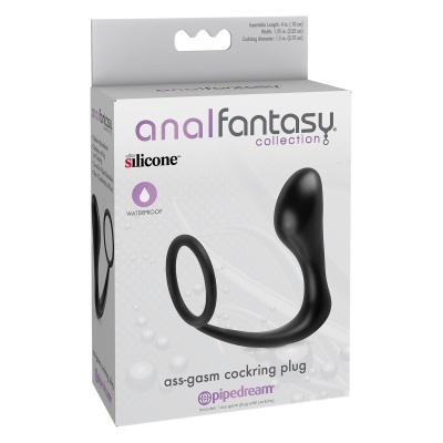 ANAL FANTASY COLLECTION ASS-GASM COCKRING PLUG BLACK - 1 2