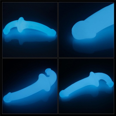 Podwójne dildo świecące Lumino Play 23 cm (niebieski) - 1