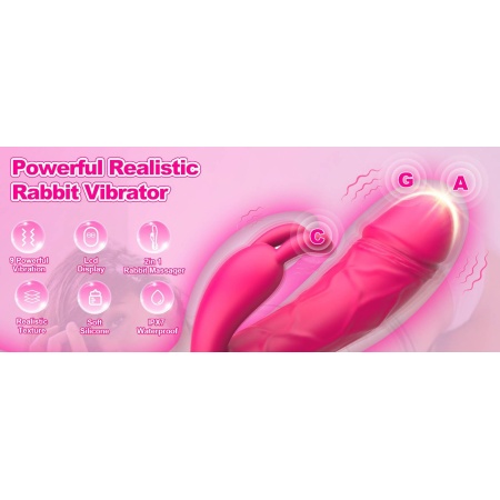 Wibrator króliczek Dual Stimulation - podwójna stymulacja punktu G i łechtaczki, długość 22,3 cm - 4