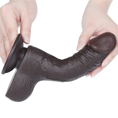 Dildo z przesuwną skórą 7,5 cala (19 cm) Dual Layer - Czarny - 5