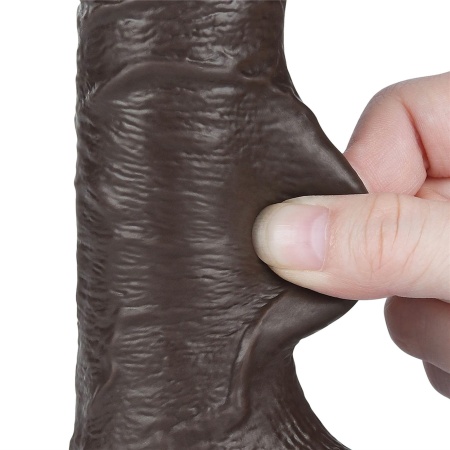 Dildo z przesuwną skórą 7,5 cala (19 cm) Dual Layer - Czarny - 9