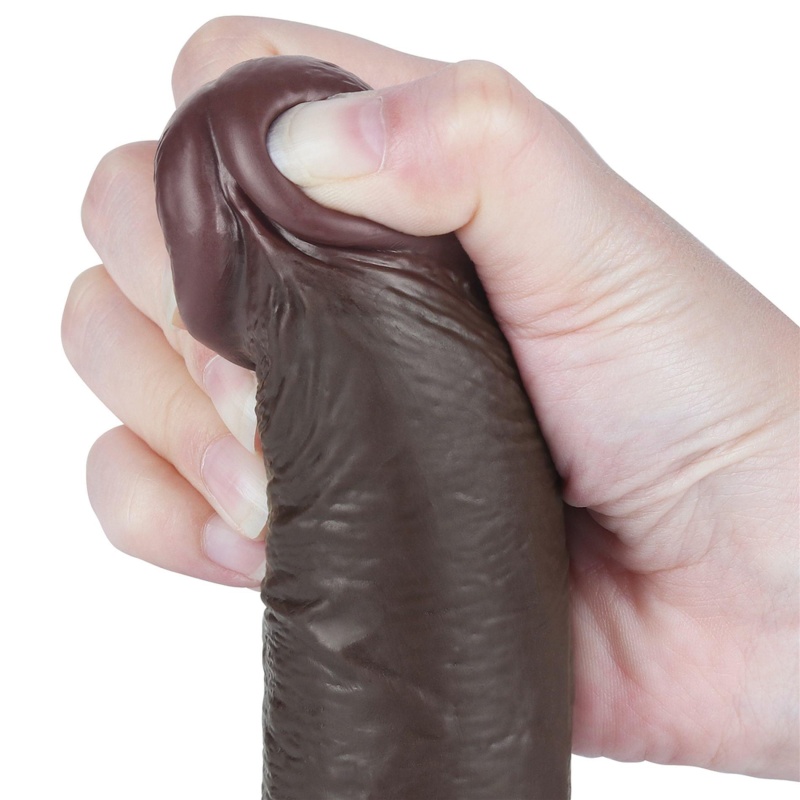 Dildo z przesuwną skórą 7,5 cala (19 cm) Dual Layer - Czarny - 10